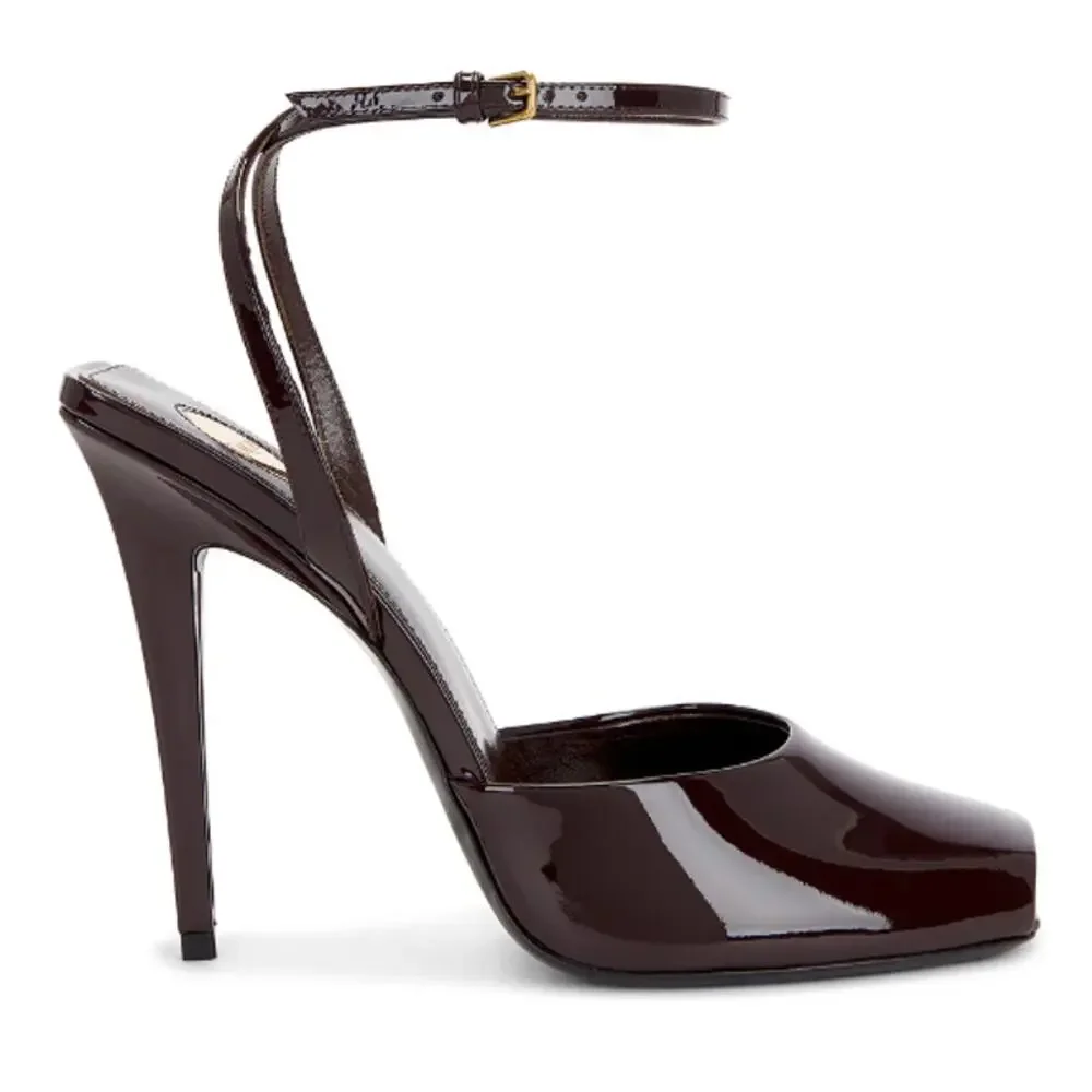 NWT Saint Laurent 110mm La Scandale Heeled Pumps Marron Glaze Women's Size EU 37 - Picture 2 of 11